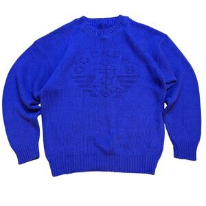 Vintage 90s Dockers Purple Heavy Knit Sweater Embossed Logo Oversized USA Large